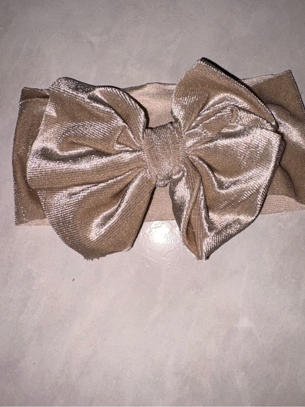 Champagne Velvet Bow Headband for Kids